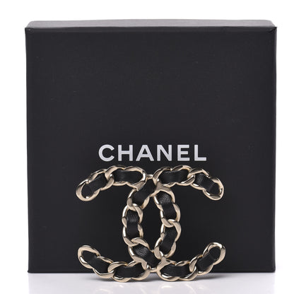 Chanel Lambskin Chain CC Brooch Black Gold 5 of 5