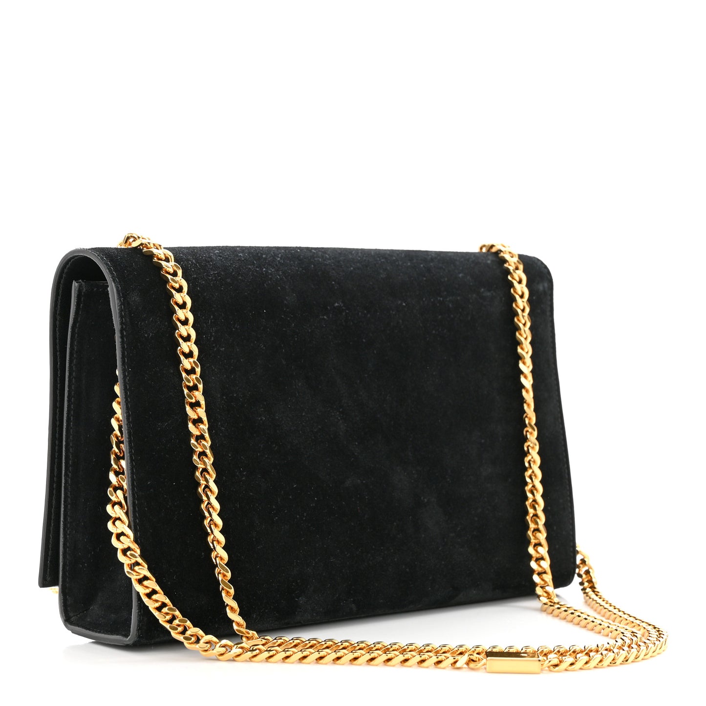 Suede Medium Classic Monogram Kate Tassel Satchel Black