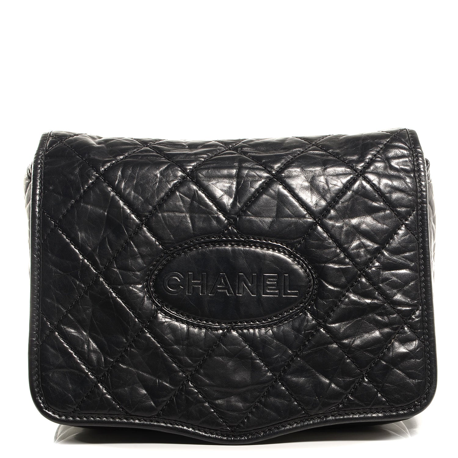 Chanel Aged Calfskin Vintage Ligne Messenger Flap Black 1 of 8