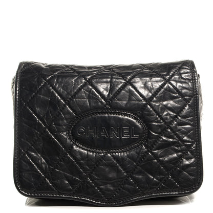 Chanel Aged Calfskin Vintage Ligne Messenger Flap Black 1 of 8
