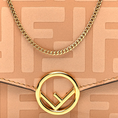 Fendi Vitello Termolagoon F is Fendi FF 1974 Embossed Geometric Flap Wallet On Chain Miele Scuro 8 of 10