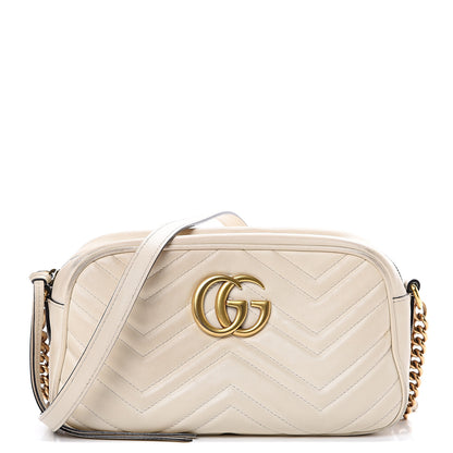 Gucci Calfskin Matelasse Small GG Marmont Chain Shoulder Bag White 1 of 18