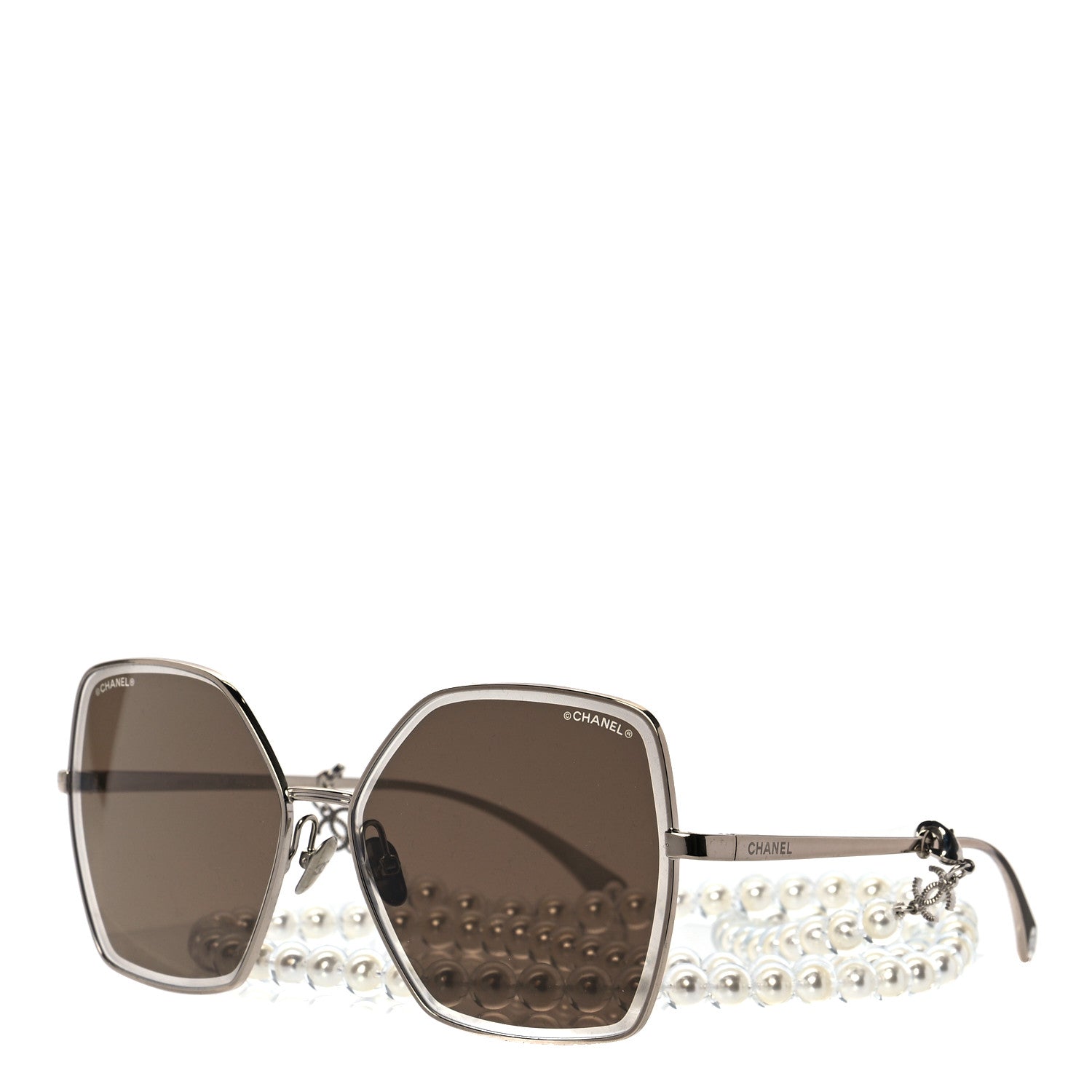 Chanel Butterfly Removable Pearl Chain Sunglasses 4262 Brown 1 of 7