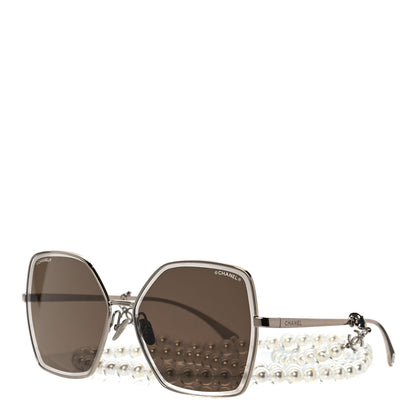 Chanel Butterfly Removable Pearl Chain Sunglasses 4262 Brown 1 of 7