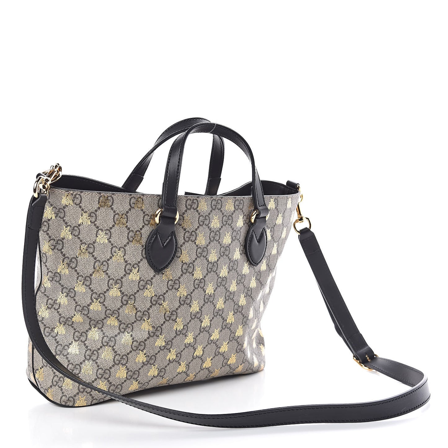 Soft GG Supreme Monogram Bees Small Crossbody Tote Beige Oro Black