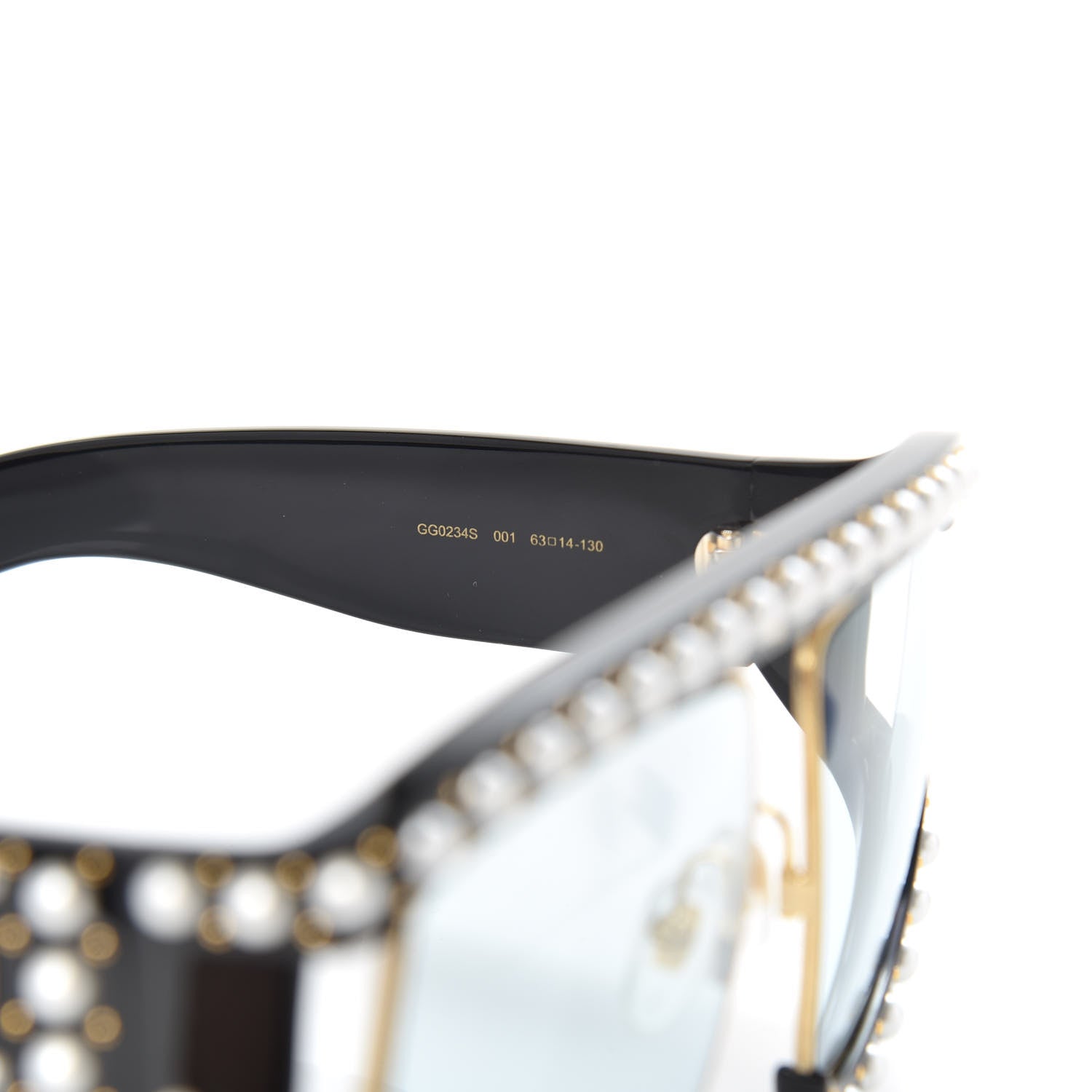 Gucci Acetate Pearl Rectangular Frame Sunglasses GG0234S Black 6 of 7