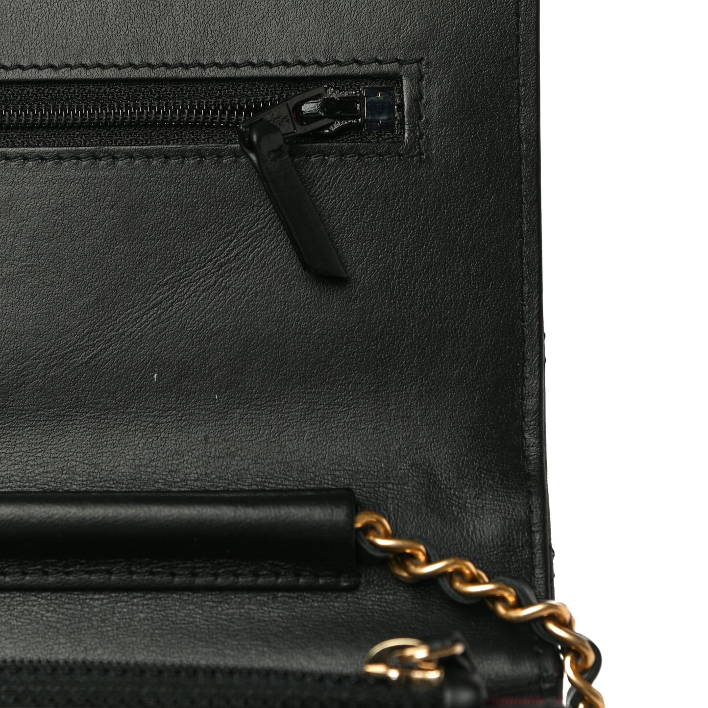Aged Calfskin Quilted Lucky Charms 2.55 Reissue Wallet On Chain WOC Black