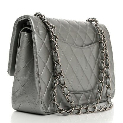 Chanel Metallic Lambskin Quilted Medium Double Flap Silver 2 of 10
