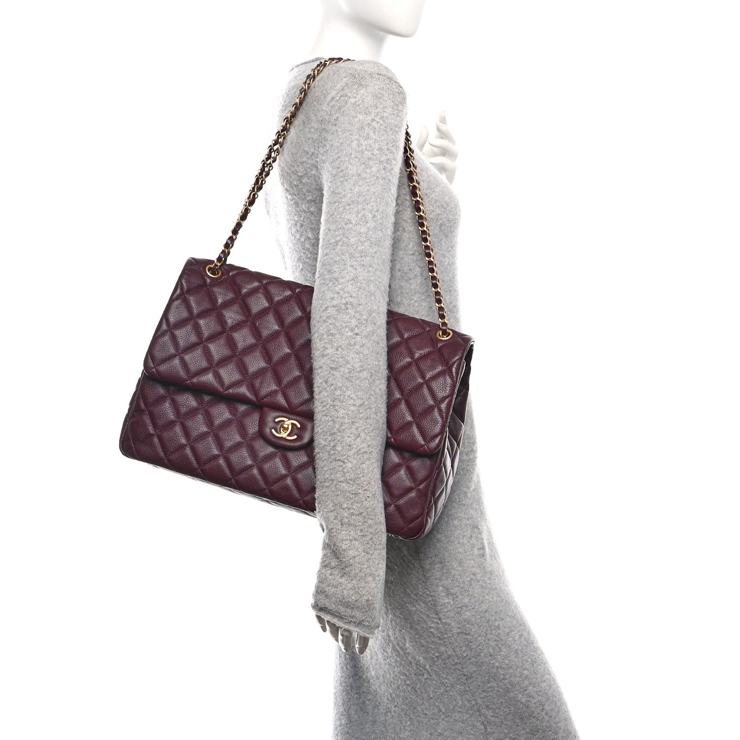 Chanel Grained Calfskin Quilted XXL Travel Flap Bag Burgundy 2 of 11