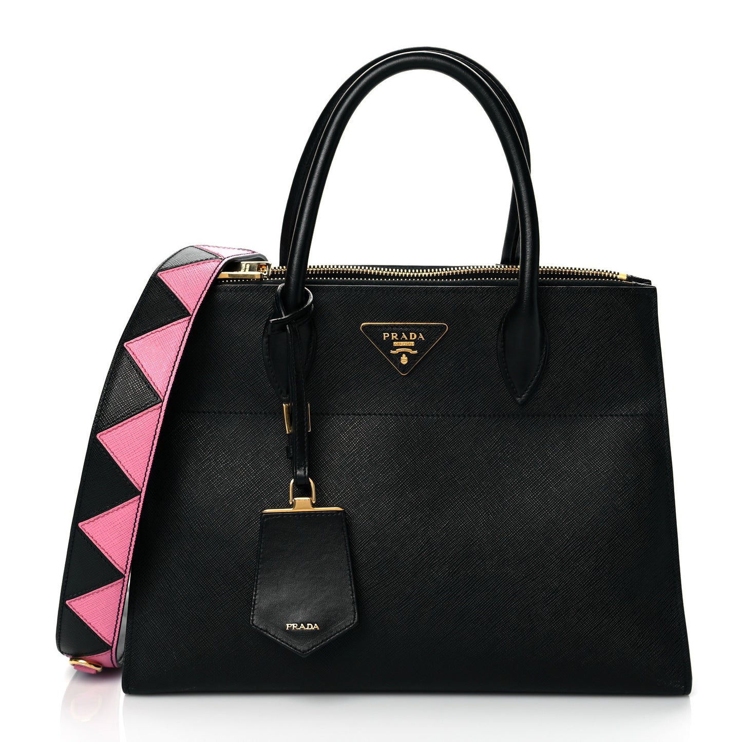 Saffiano City Calfskin Greche Paradigme Bag Black Begonia
