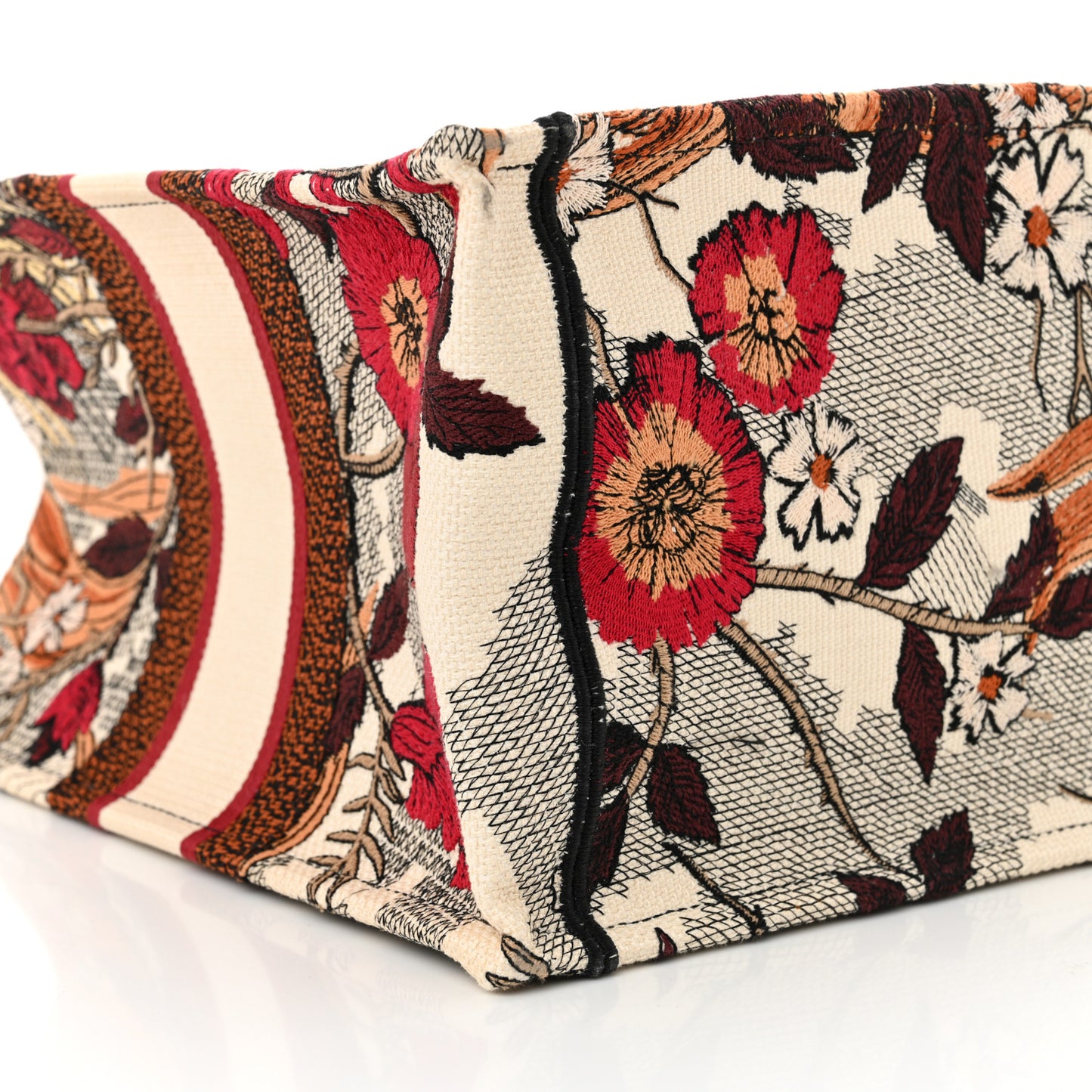 Canvas Embroidered Phoenix Medium Book Tote Red Multicolor