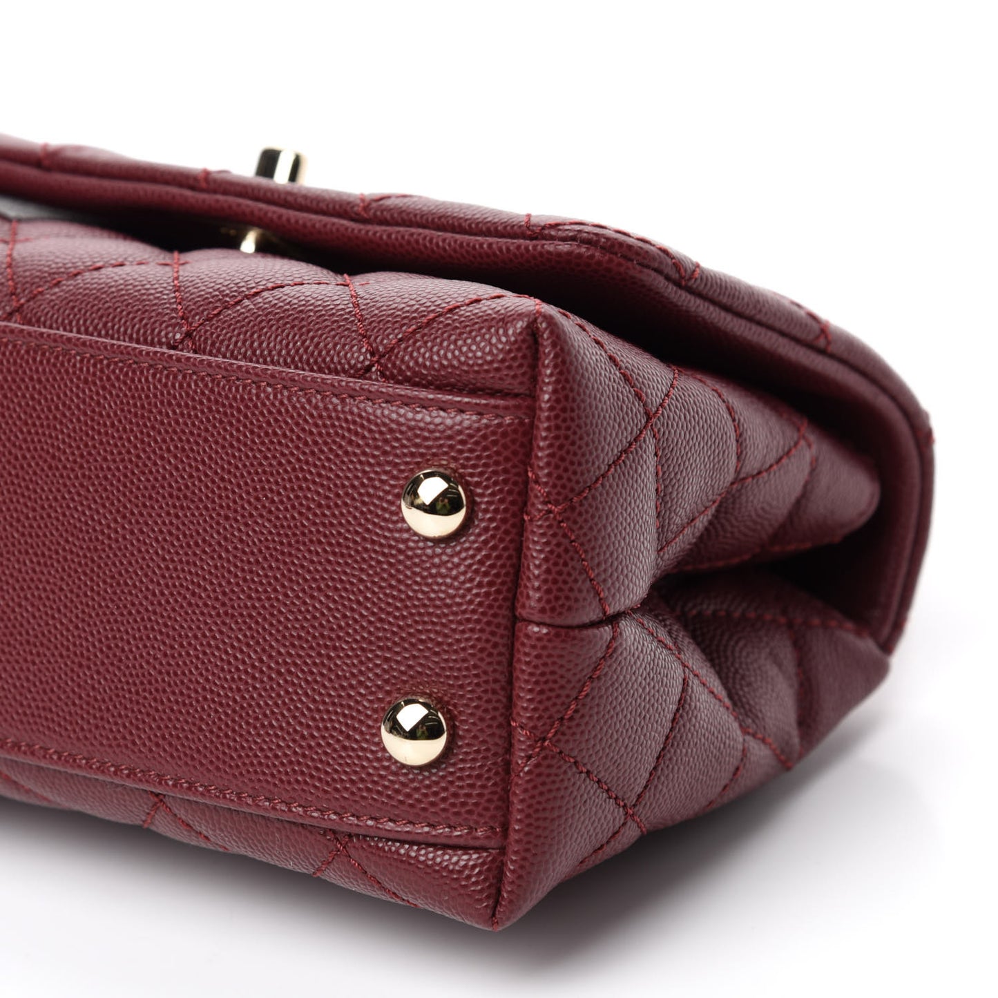 Caviar Quilted Extra Mini Coco Handle Flap Burgundy