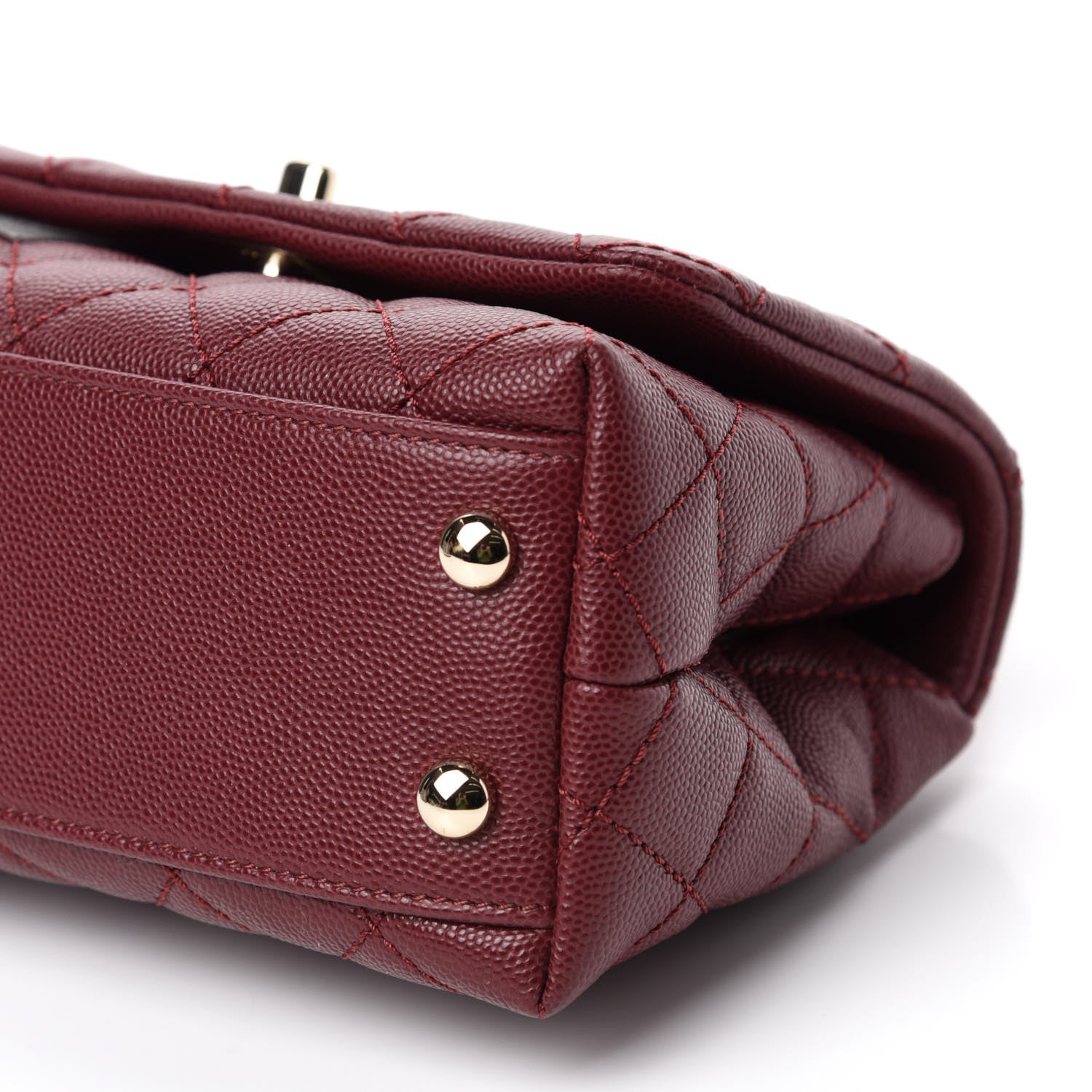 Chanel Caviar Quilted Extra Mini Coco Handle Flap Burgundy 7 of 11