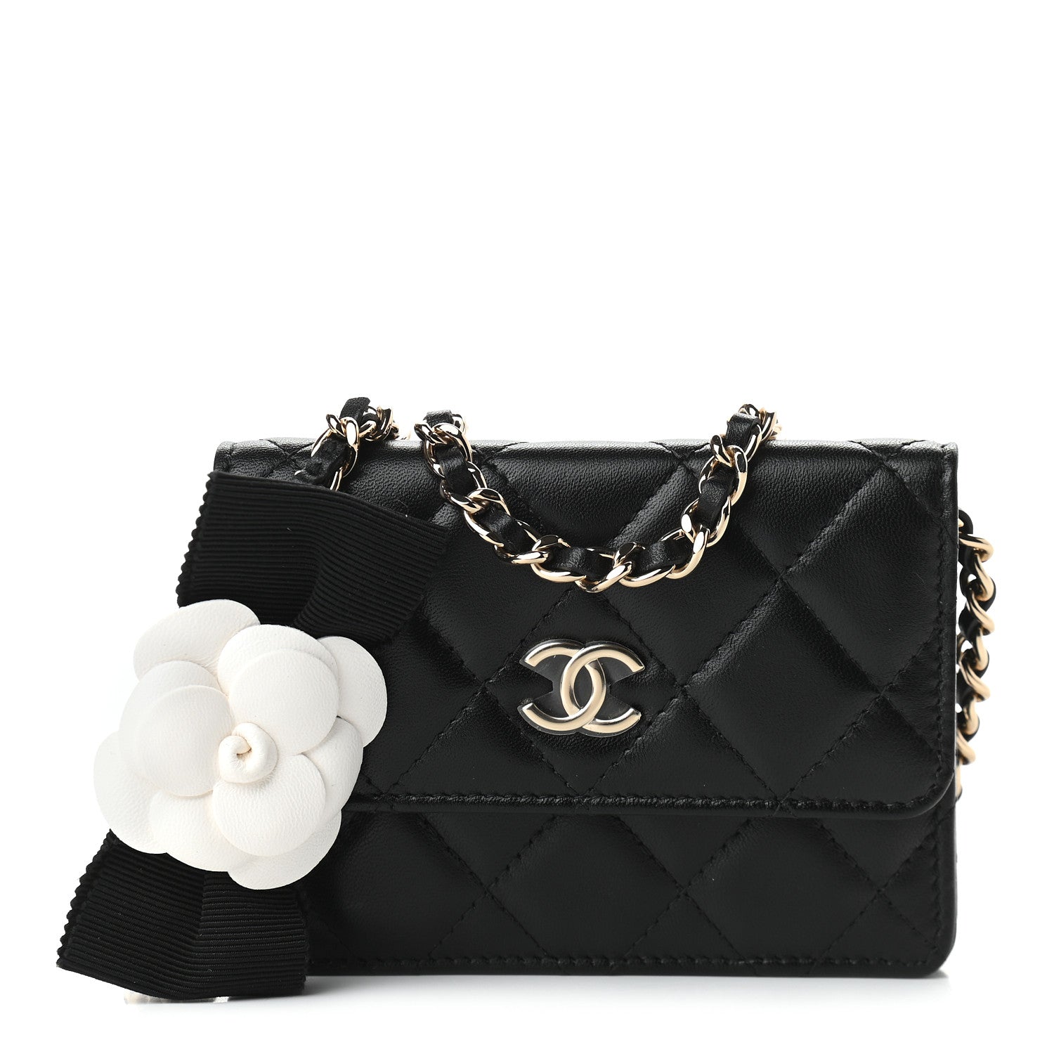 Chanel Lambskin Quilted My Chanel Lady Card Holder On Chain Black 1 of 9