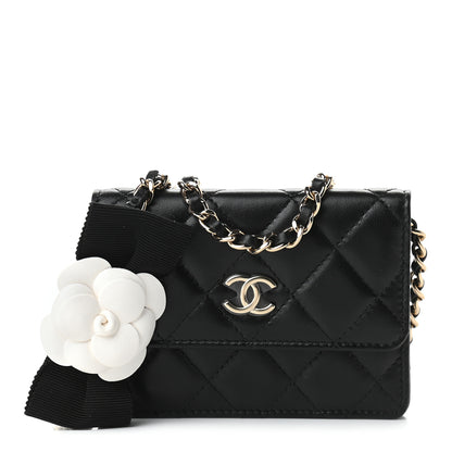 Chanel Lambskin Quilted My Chanel Lady Card Holder On Chain Black 1 of 9