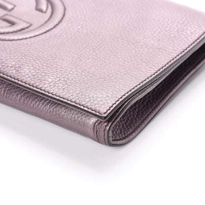 Gucci Metallic Pebbled Calfskin Medium Soho Clutch Purple 9 of 9