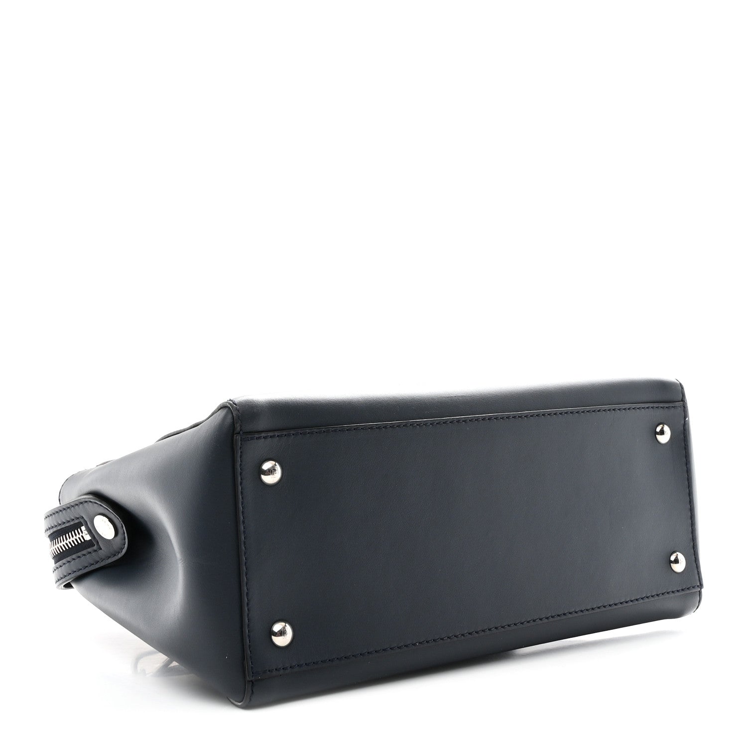 Fendi Vitello Baltico Dolce DotCom Satchel Navy Yellow 4 of 11