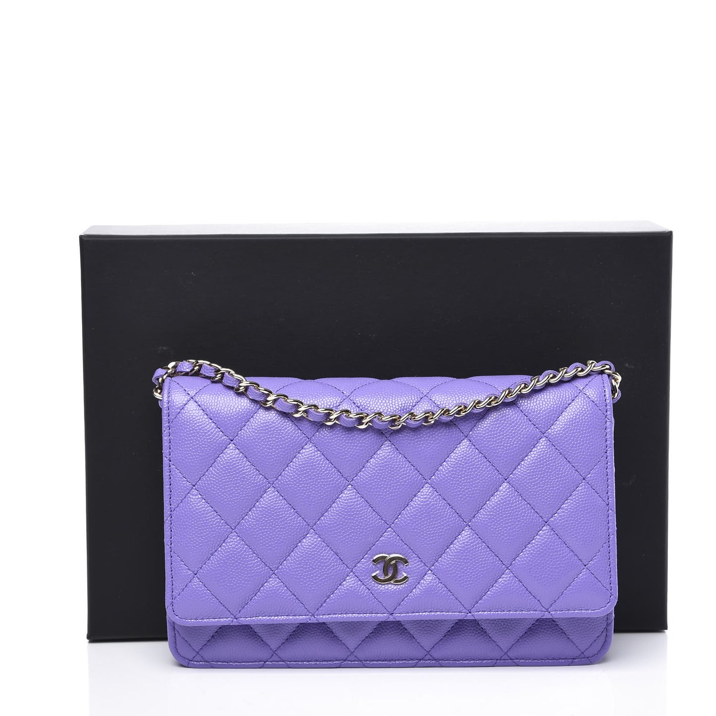 Caviar Quilted Wallet On Chain WOC Purple