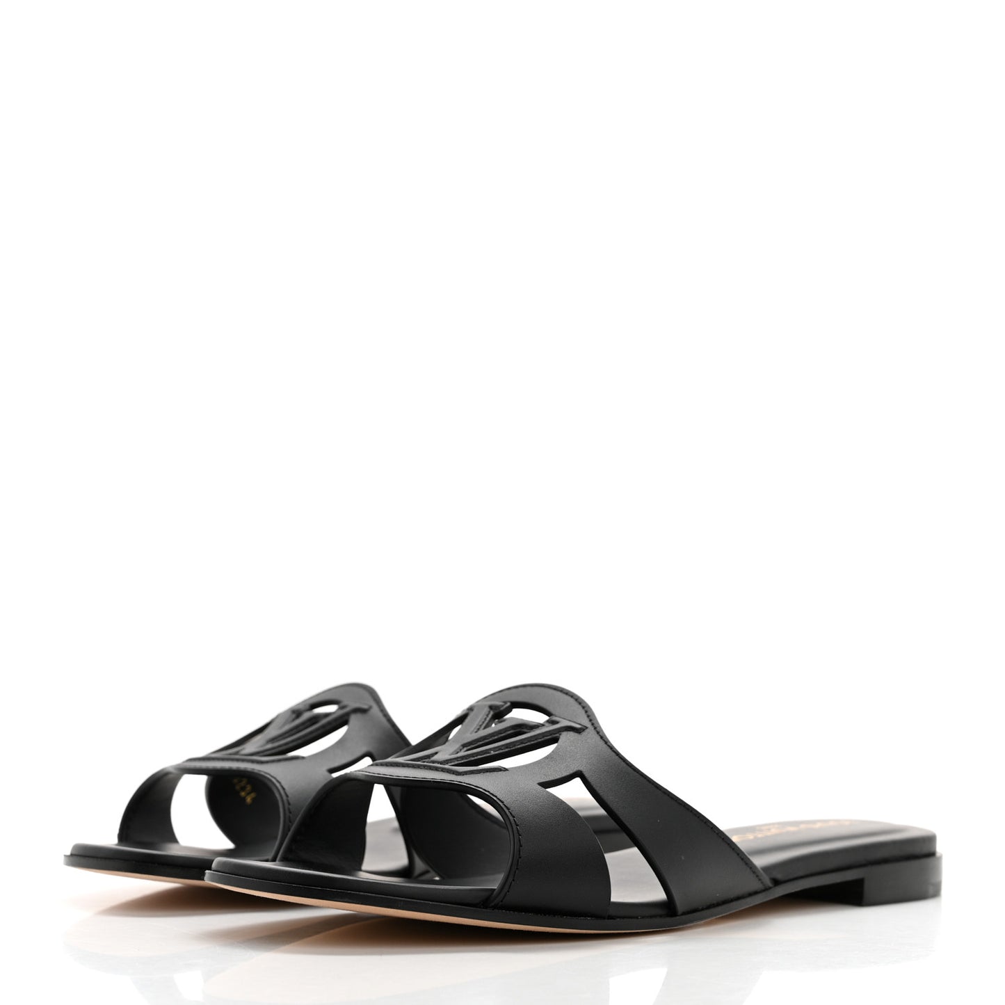 Calfskin LV Isola Flat Sandals 40 Black