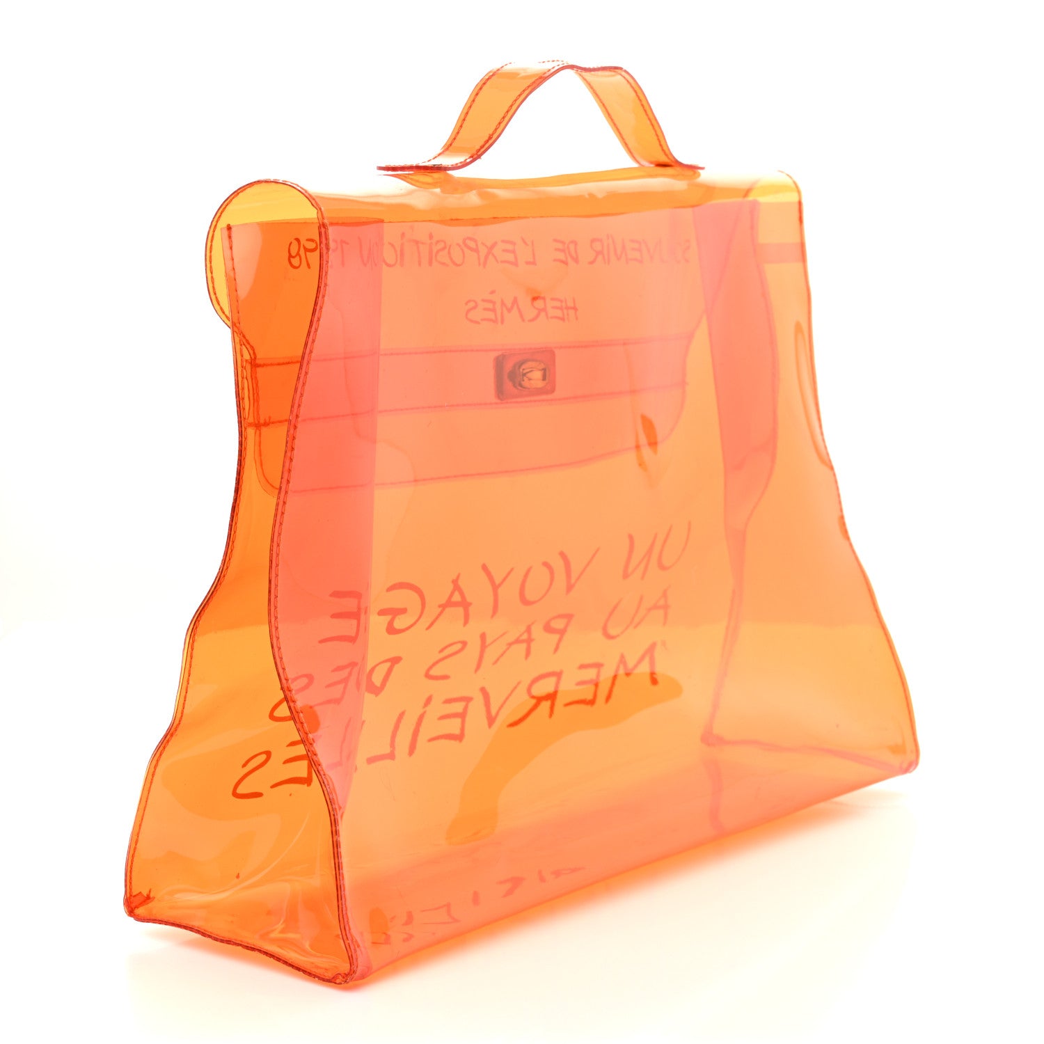 Hermes Vinyl Souvenir De L'Exposition Kelly Orange 3 of 14