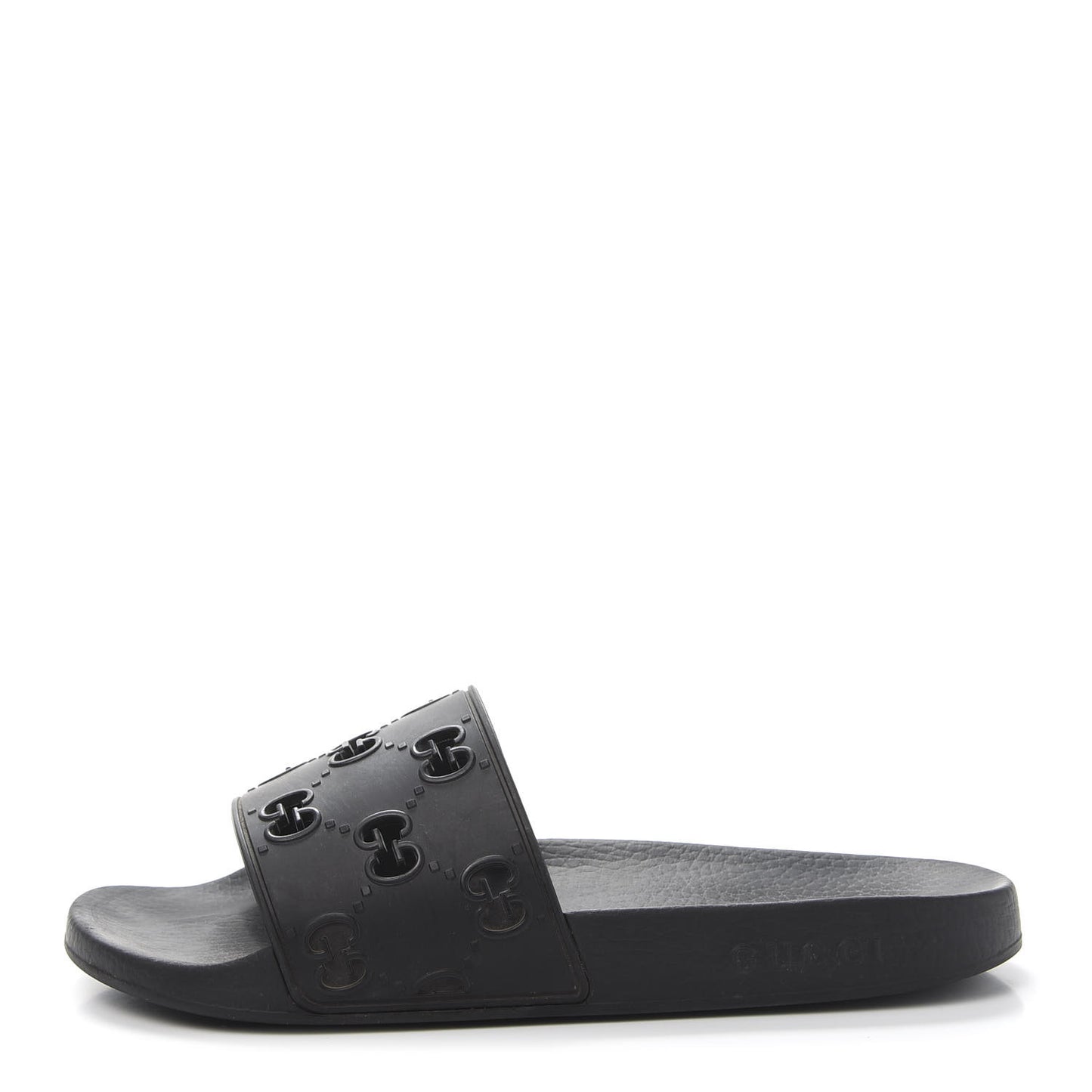 Rubber GG Monogram Mens Slide Sandals 8 Black