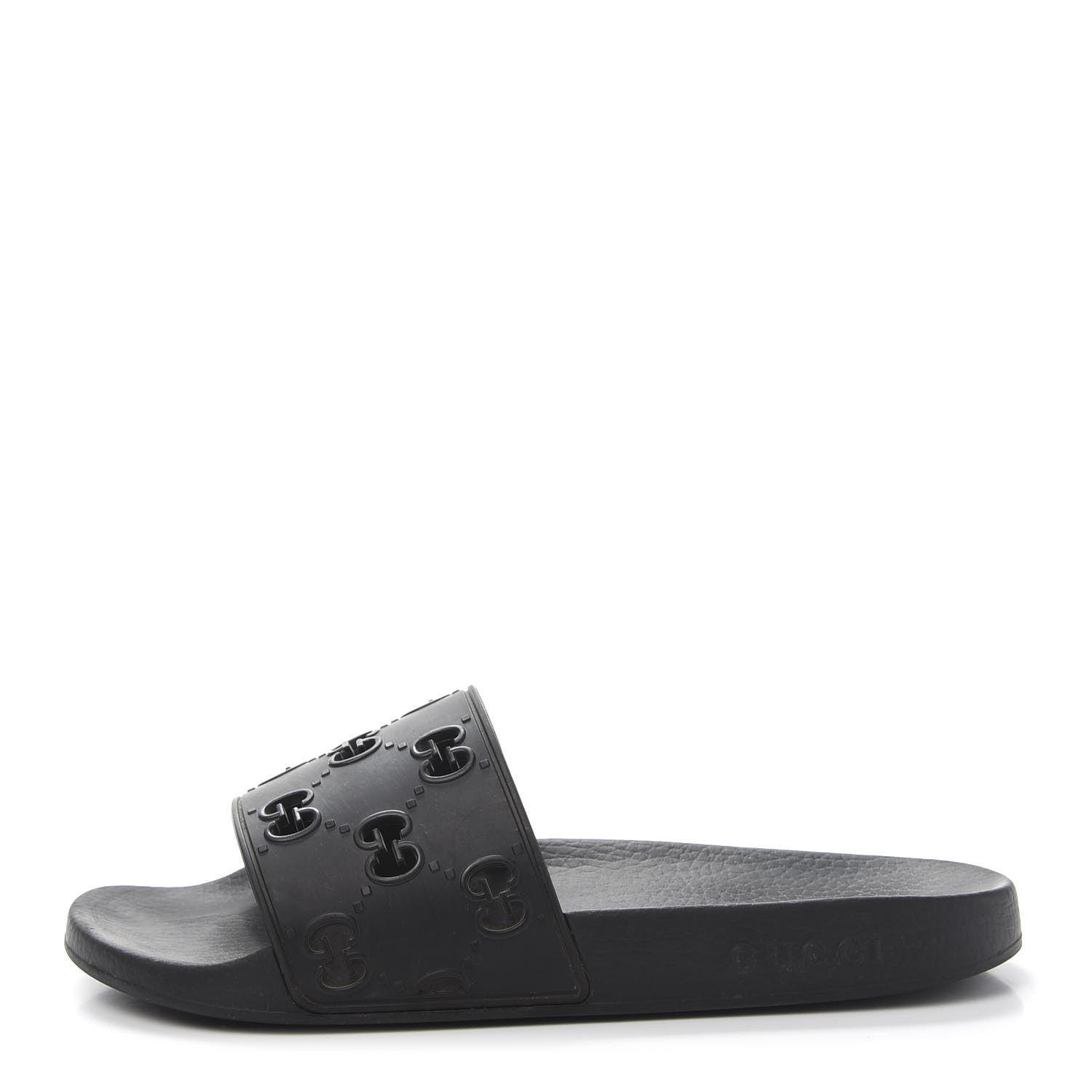 Gucci Rubber GG Monogram Mens Slide Sandals 8 Black 1 of 8