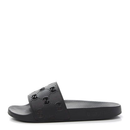 Gucci Rubber GG Monogram Mens Slide Sandals 8 Black 1 of 8