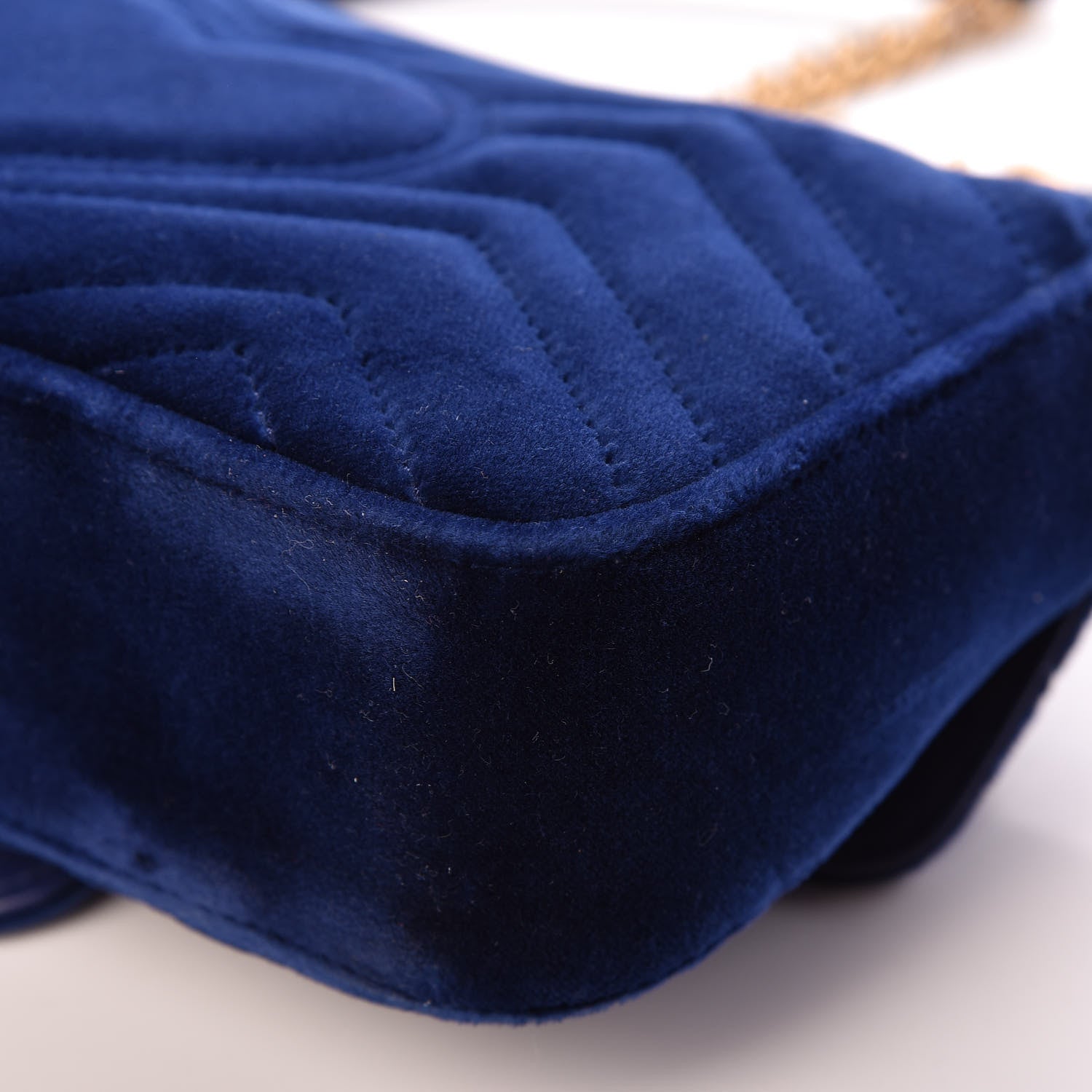 Gucci Velvet Matelasse Mini GG Marmont Shoulder Bag Cobalt Blue 11 of 14