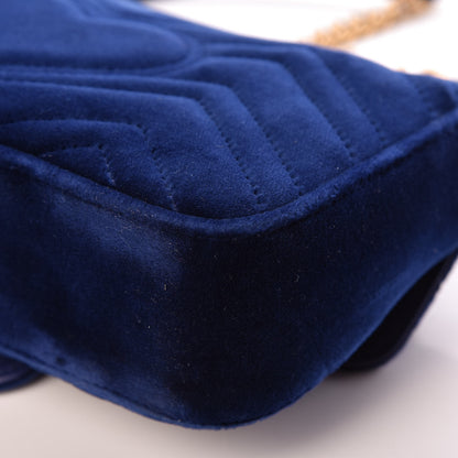 Gucci Velvet Matelasse Mini GG Marmont Shoulder Bag Cobalt Blue 11 of 14
