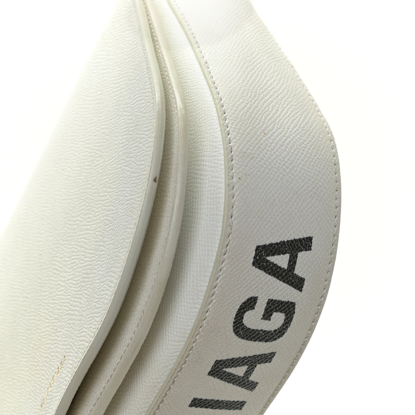 Signature Grained Calfskin Logo S Ville Day Bag White