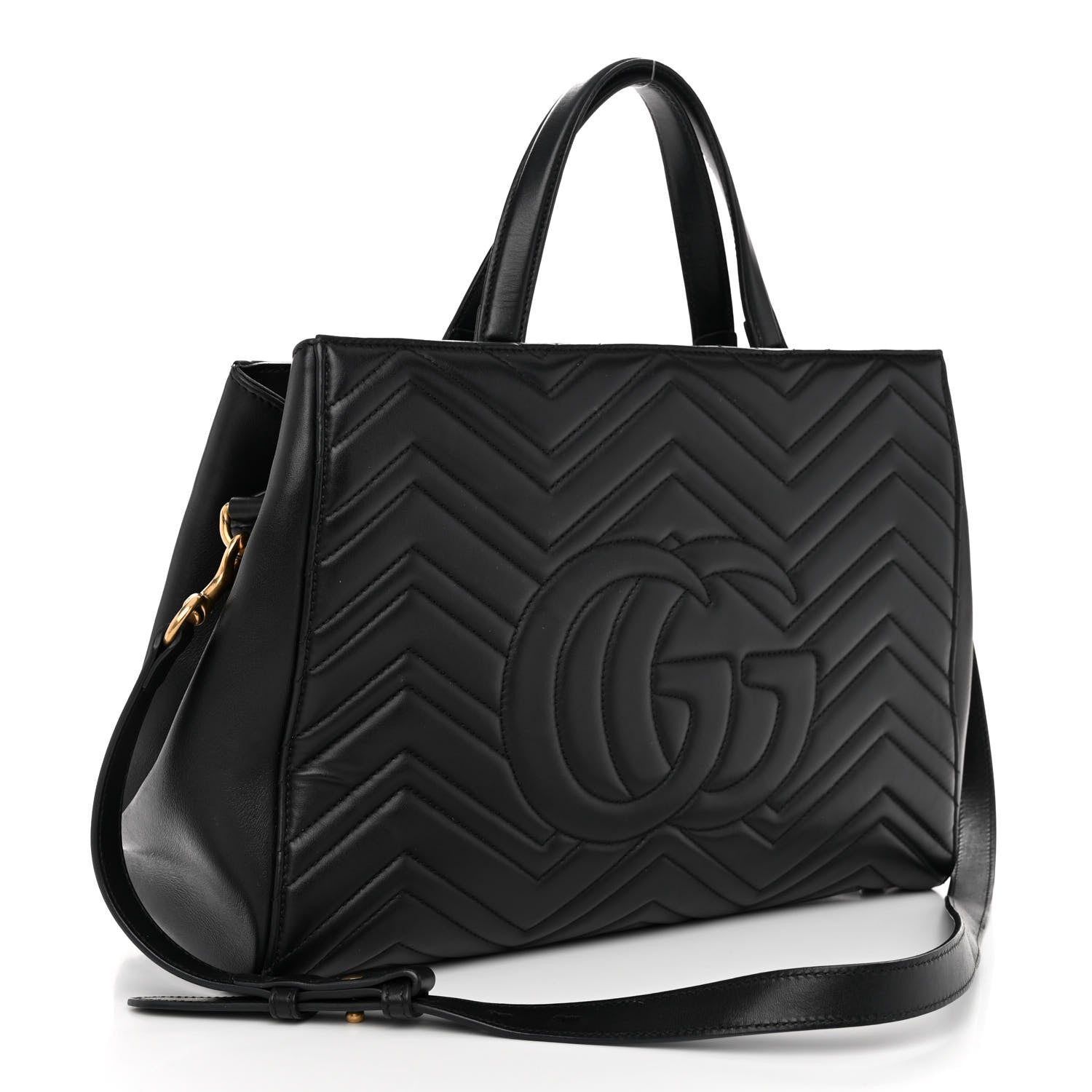 Gucci Calfskin Matelasse Medium GG Marmont Tote Black 3 of 11