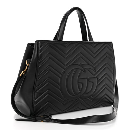 Gucci Calfskin Matelasse Medium GG Marmont Tote Black 3 of 11