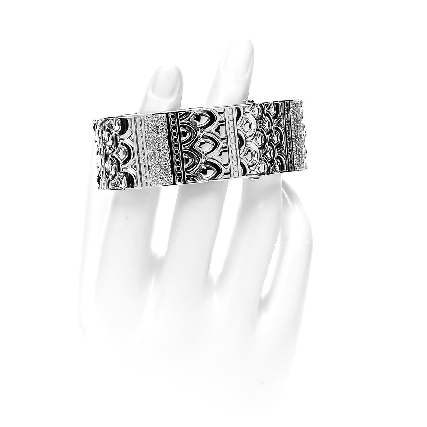 Sterling Silver Diamond Naga Link Bracelet