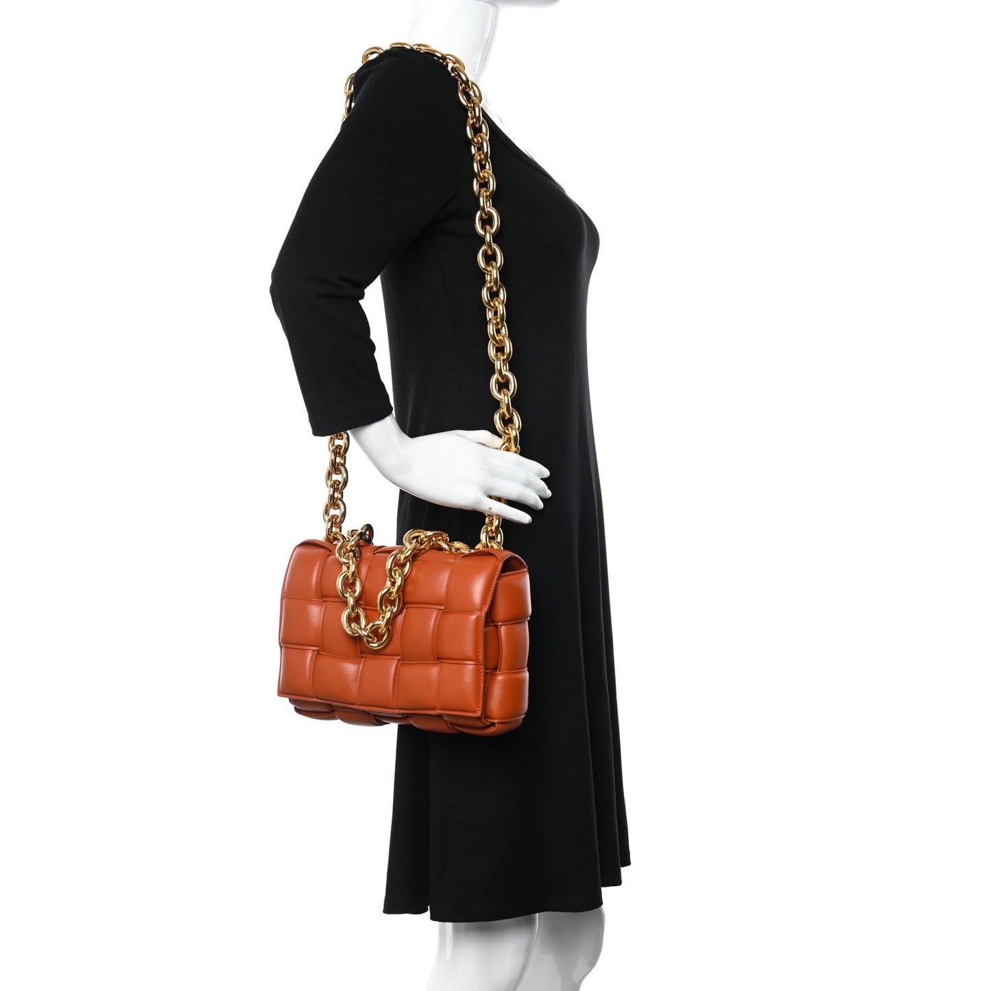 Lambskin Maxi Intreccio Padded Chain Cassette Crossbody Bag Maple