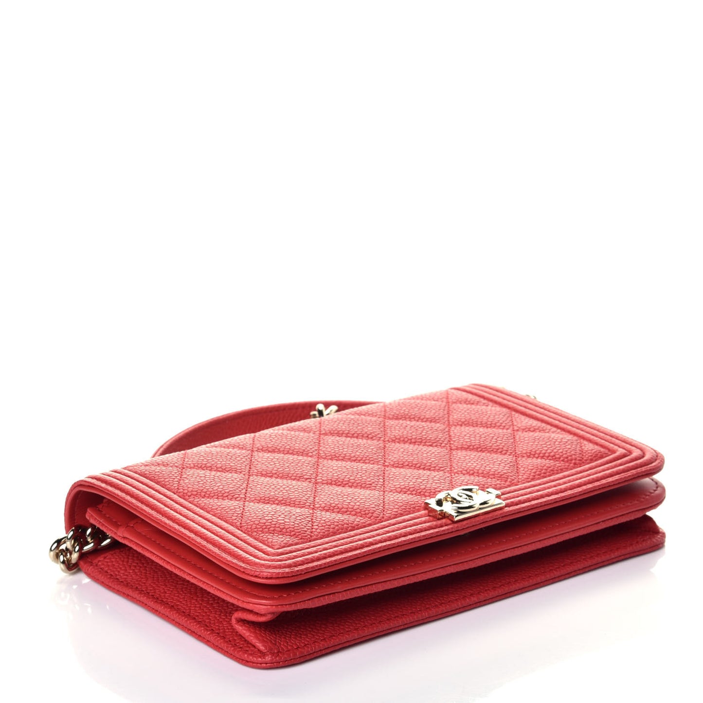 Caviar Quilted Boy Wallet On Chain WOC Red