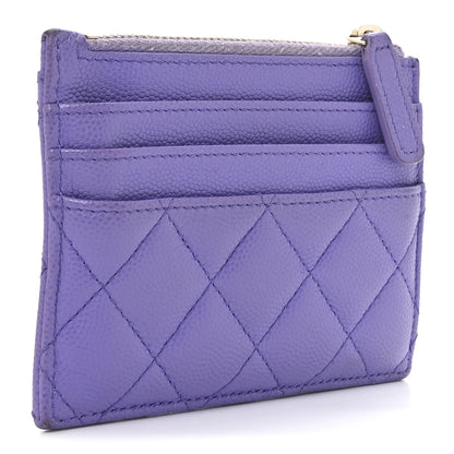 Chanel Caviar Quilted CC Zip Card Holder Purple 3 of 9
