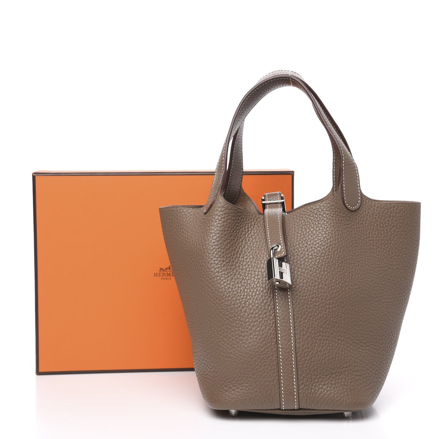 Taurillon Clemence Picotin Lock 18 PM Etoupe