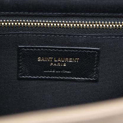 Saint Laurent Grain De Poudre Matelasse Chevron Large Monogram Satchel Dark Beige 6 of 7