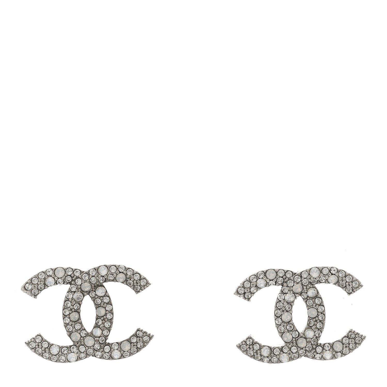 Chanel Crystal Large CC Earrings Silver 1 of 5