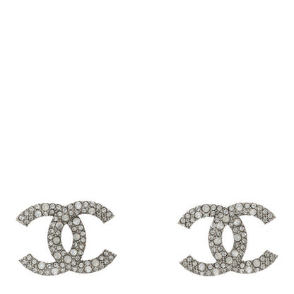 Chanel Crystal Large CC Earrings Silver 1 of 5