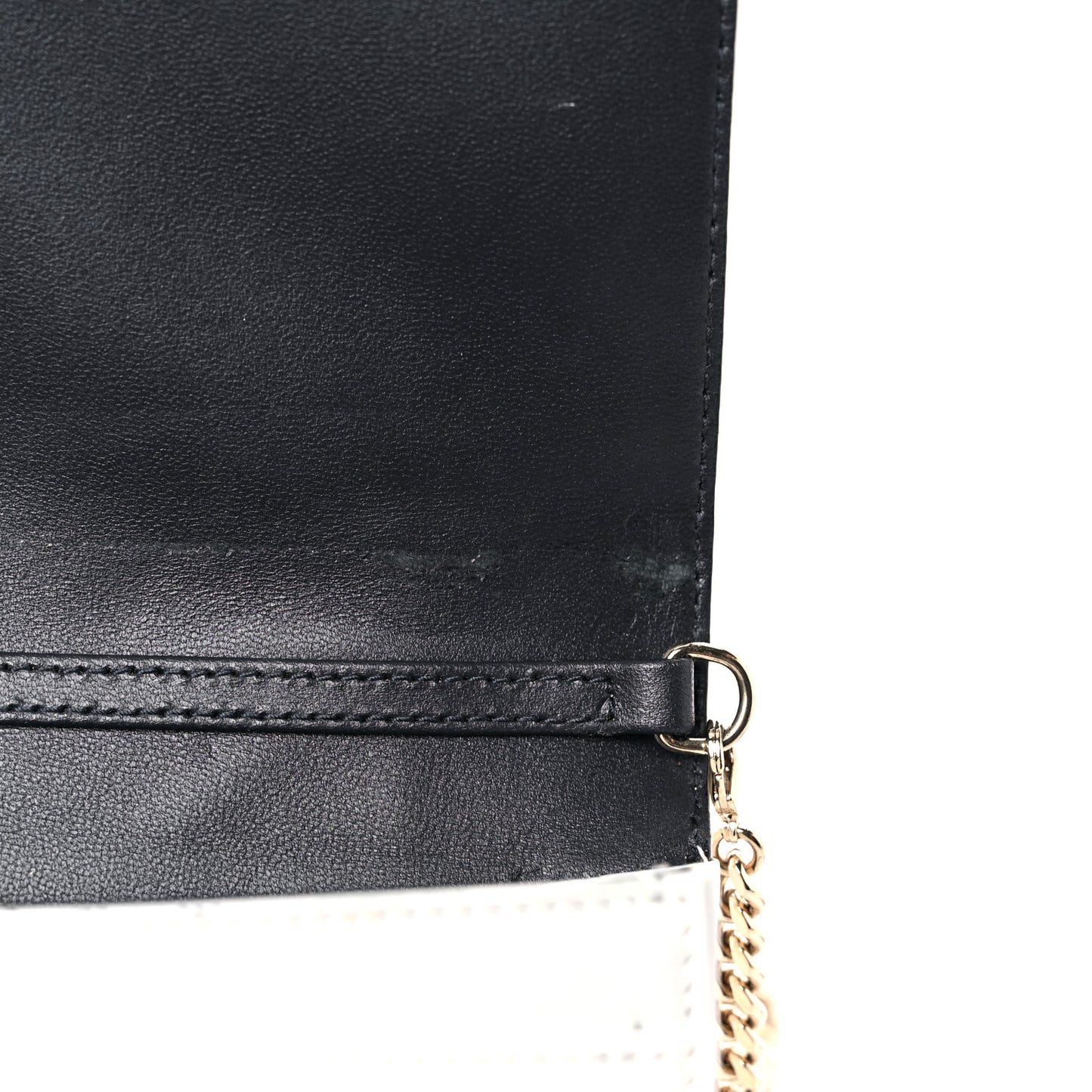 Patent Micro-Cannage Diorama Wallet on Chain Pouch White
