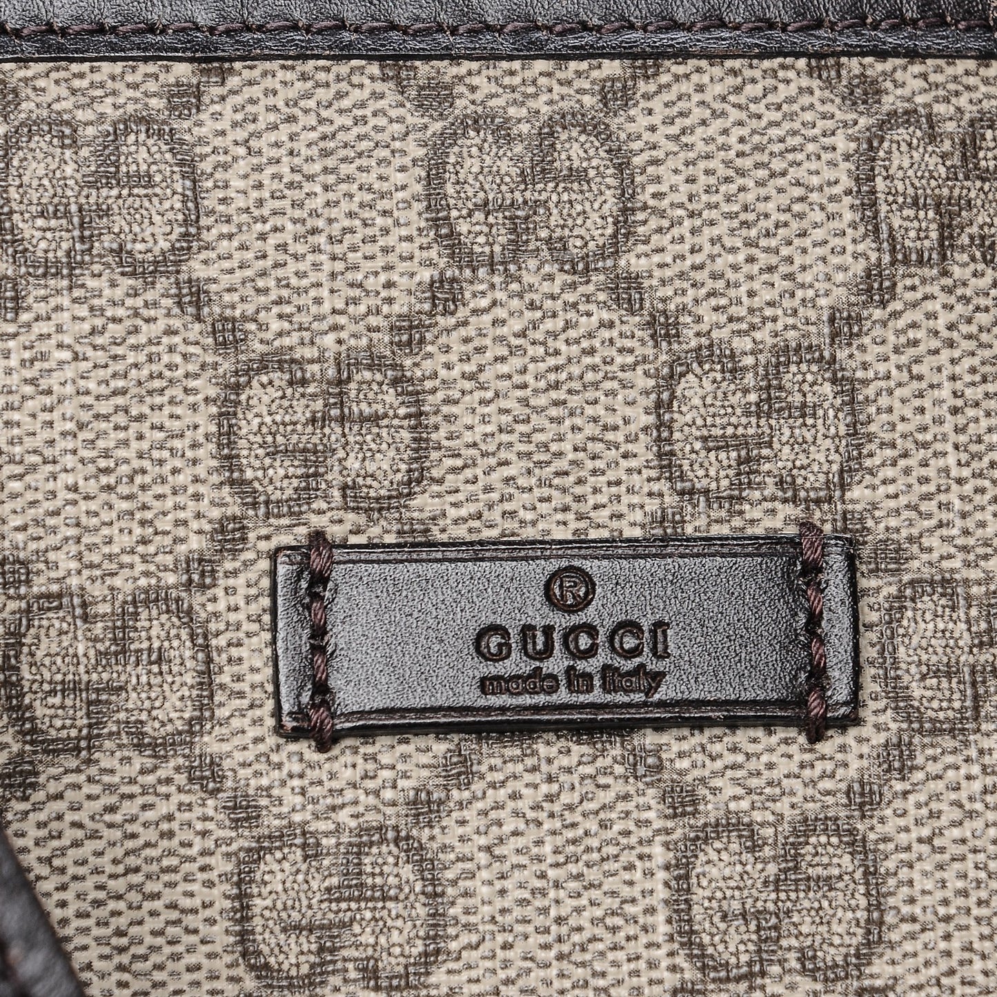 GG Supreme Monogram Medium Zippered Tote Dark Brown