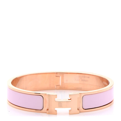 Hermes Enamel Narrow Clic Clac H Bracelet GM Rose Dragee 1 of 6