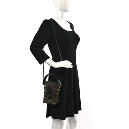 Fendi Vitello Liberty F is Fendi Bi-Color FF 1974 Embossed Mini Mon Tresor Bucket Bag Maya Black 2 of 9