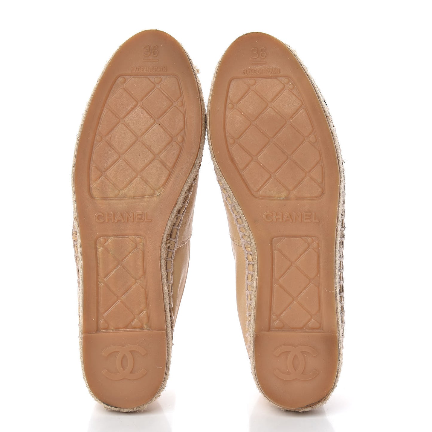 Lambskin CC Espadrilles 36 Beige Black