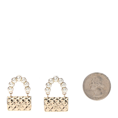 Chanel Pearl Quilted CC Flap Bag Earrings Gold 2 of 4