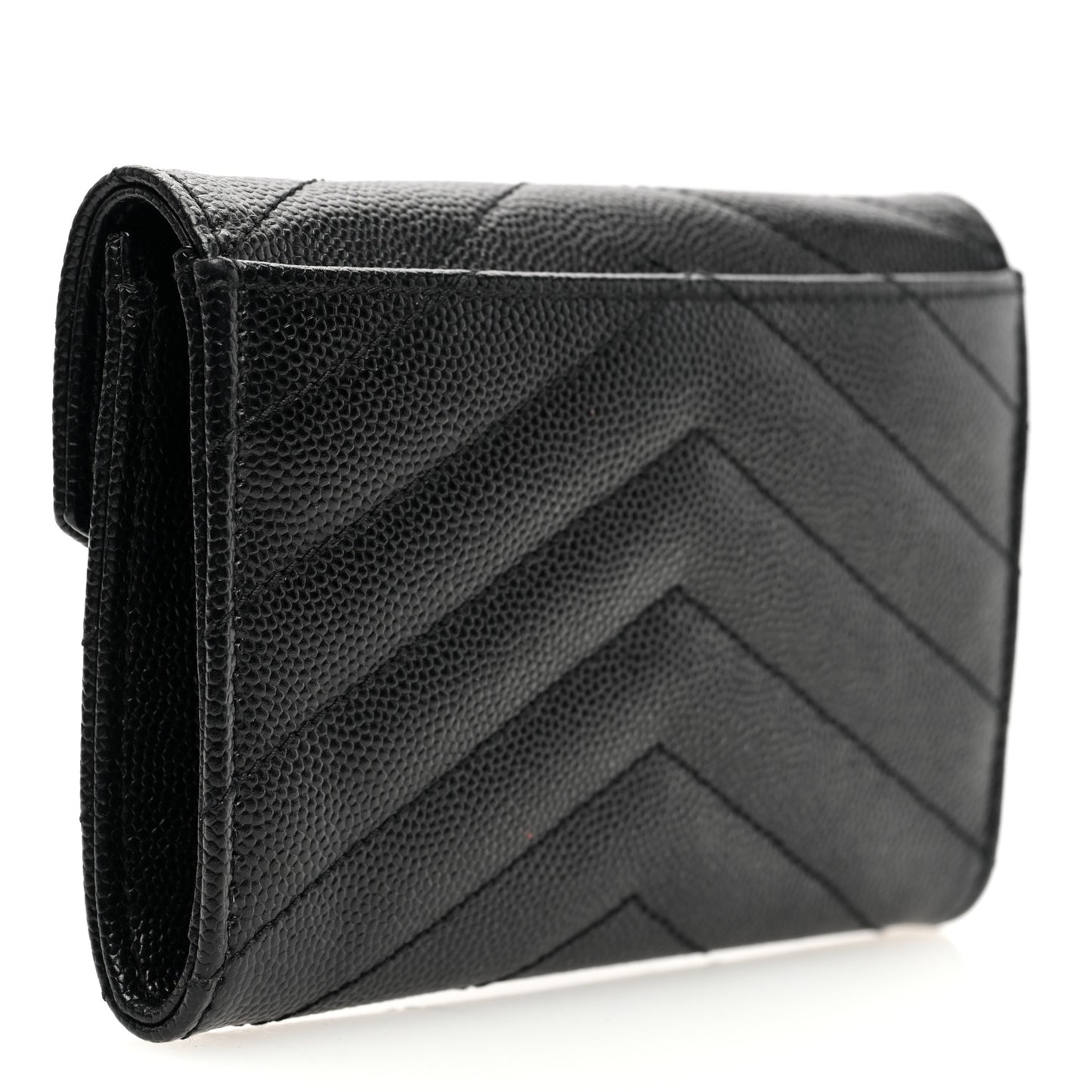 Grain De Poudre Matelasse Chevron Small Monogram Envelope Wallet Black