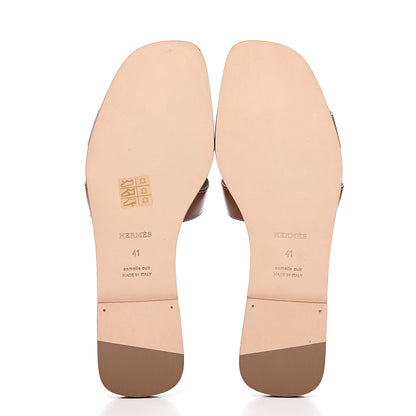 Hermes Box Calfskin Oran Sandals 41 Gold 5 of 8