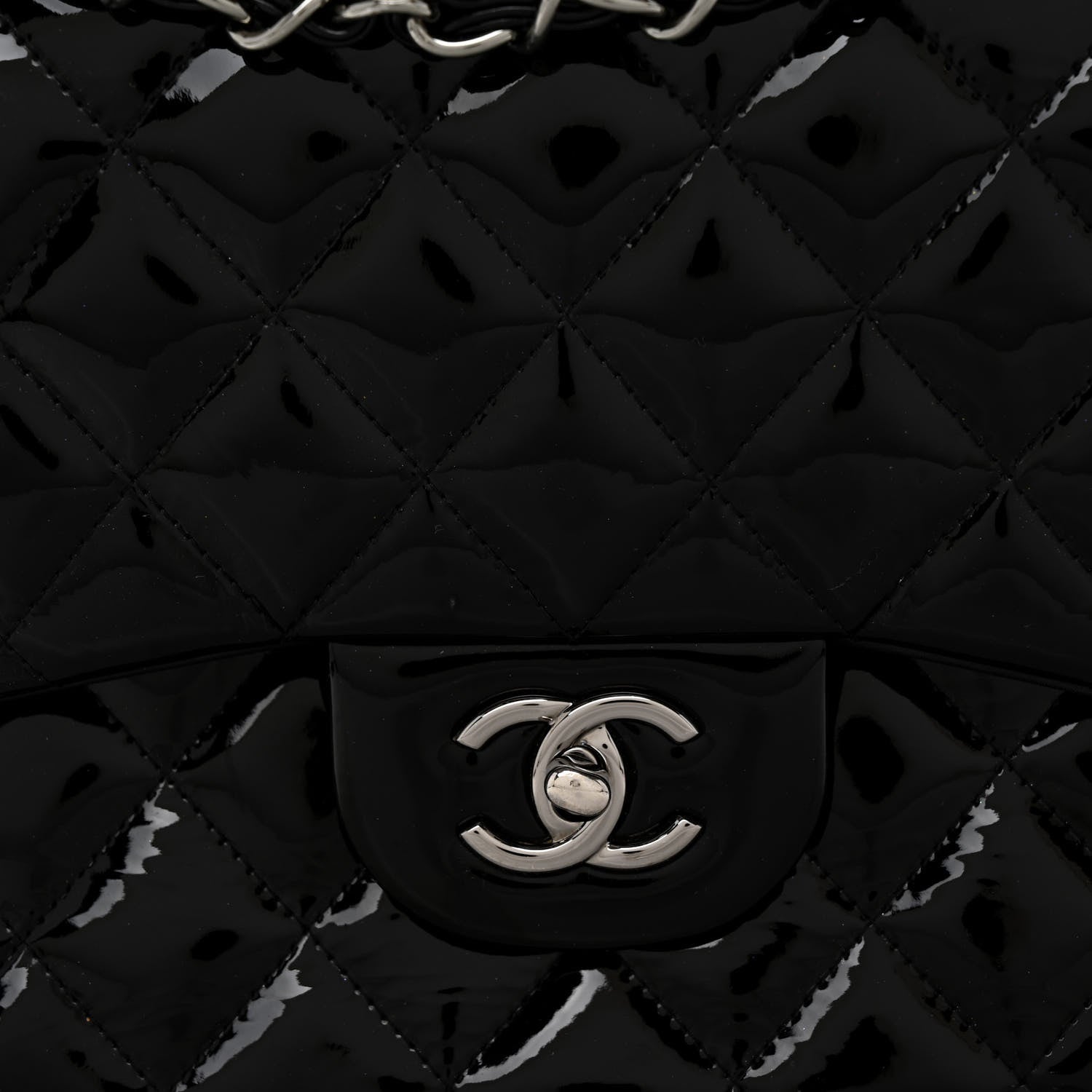 Chanel Patent Quilted Jumbo Double Flap Black 8 of 11