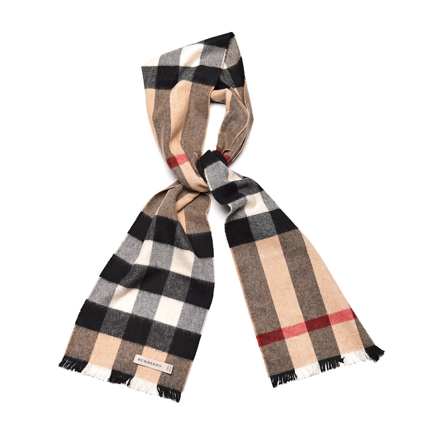 Cashmere Giant Exploded Check Scarf Camel